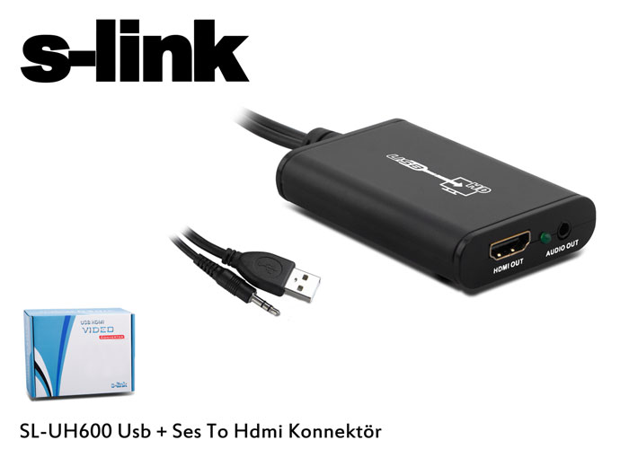 S-Link SL-UH600 USB to HDMI Audio Siyah USB Harici Ekran Kartı