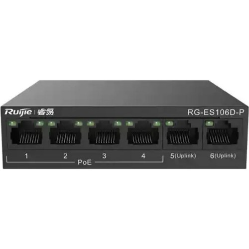Ruijie RG-ES106D-P 6 Port Gigabit 4 Port PoE+ Masaüstü PoE Switch