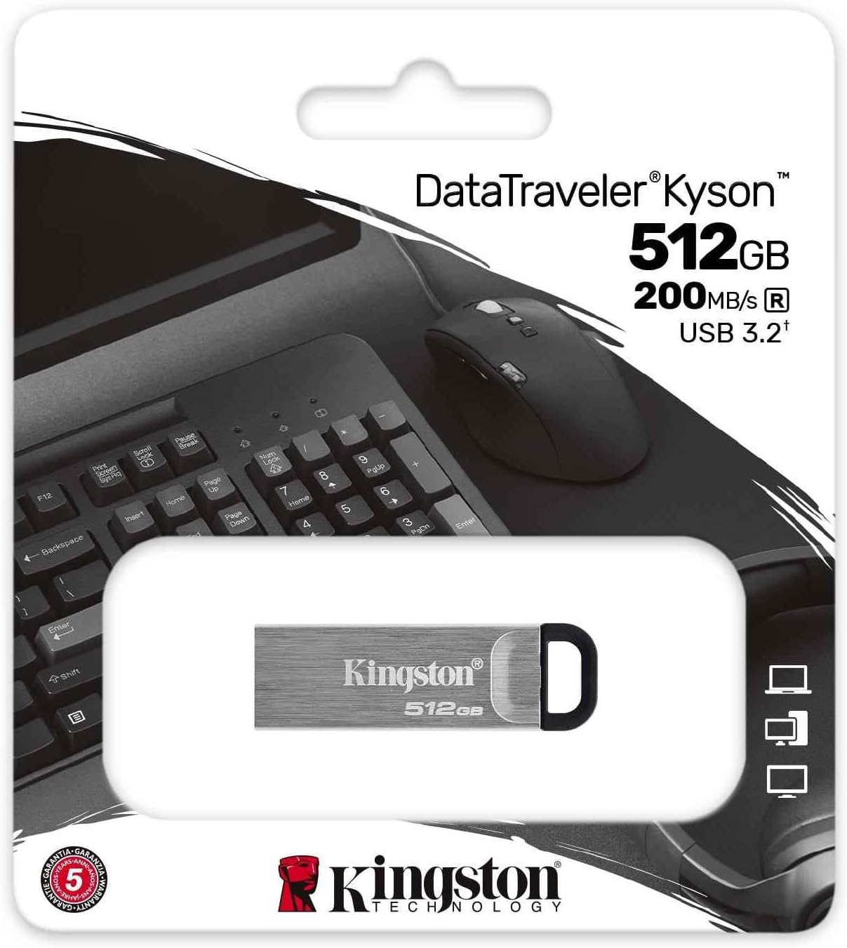 Kingston DTKN/512GB 512 GB DataTraveler Kyson 200Mb/s USB 3.2 GEN1 USB Flasdh Bellek