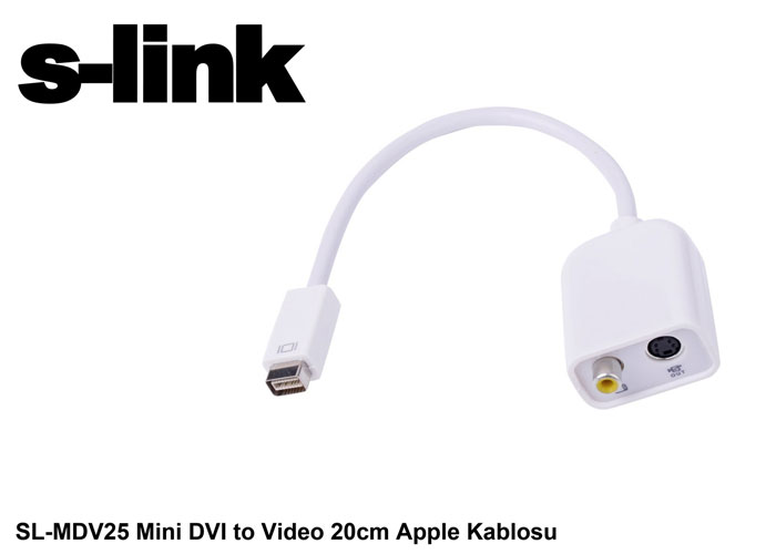 S-Link SL-MDV25 mini DVI to VIDEO Apple Beyaz Dönüştürücü Adaptör