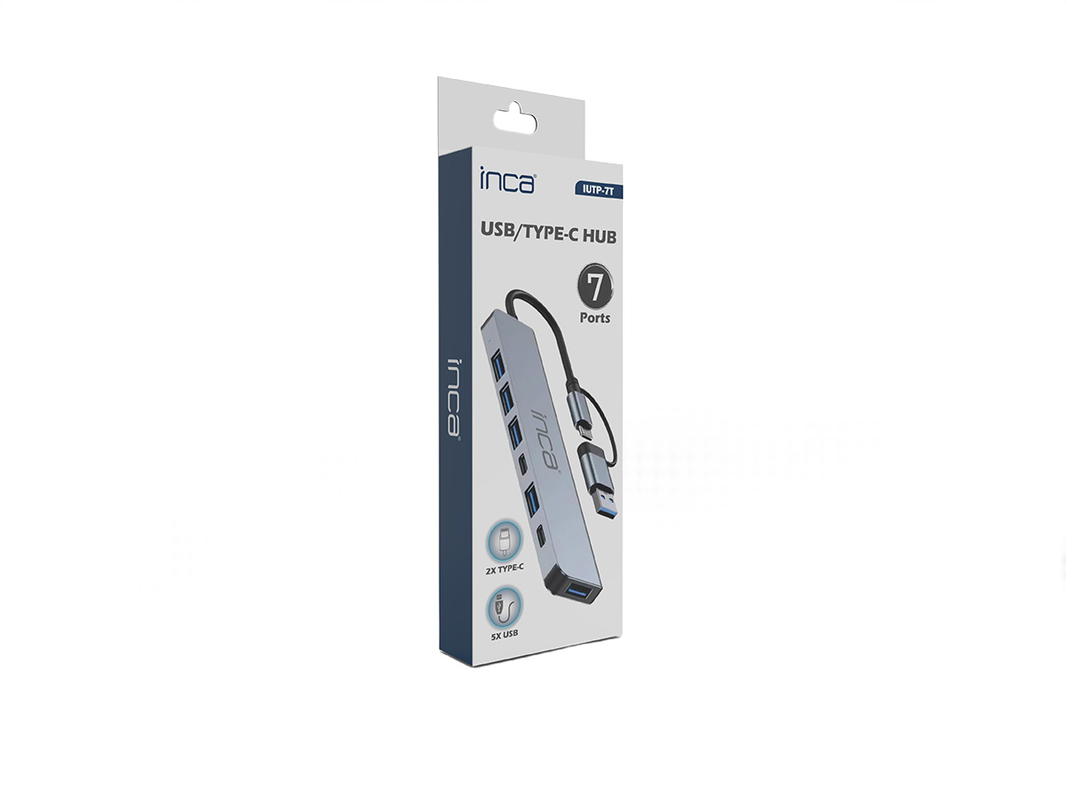 Inca IUTP-7T USB Type C Usb 3.0 to 5xUSB 3.0 Usb 2x Type C 5V 100W Usb Çoklayıcı