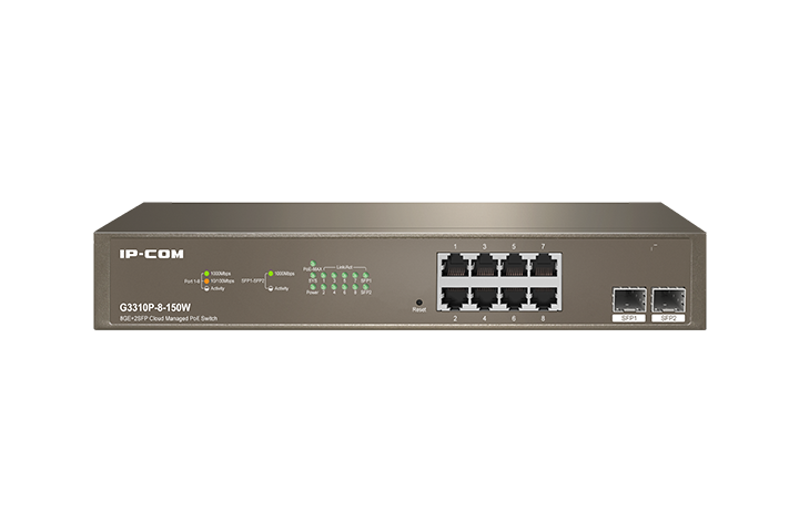 Ip-Com G3310P-8-150W 8 Port Gigabit 2 Port SFP 150W Full PoE Yönetilebilir PoE Switch