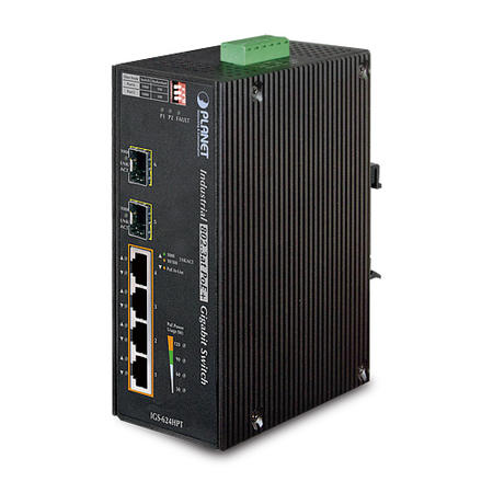 Planet PL-IGS-624HPT 4 Port Gigabit PoE+  2 Port SFP 120W PoE Endüstiyel PoE Switch