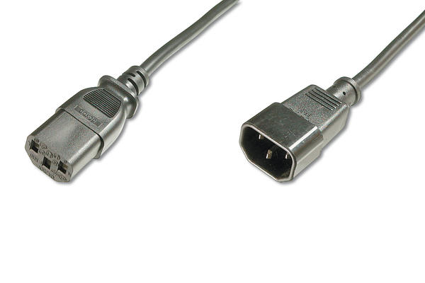 Digitus AK-440201-012-S 1.2 Mt C14 to C13 Erkek-Dişi 3x0.75mm Pc Monitör Arası Güç Kablosu