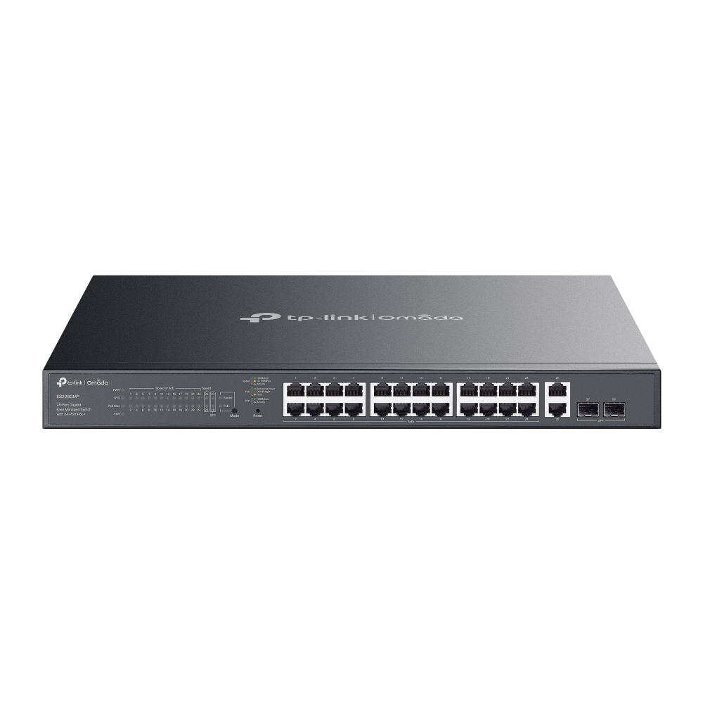 Tp-Link ES228GMP Omada 24 Port Gigabit PoE 2 Port Uplink 2 Port SFP Yönetilebilir PoE Switch