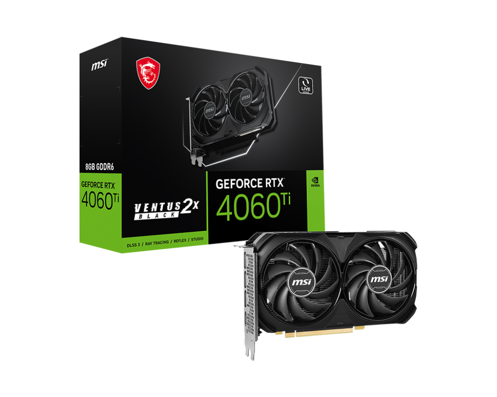 Msi RTX 4060 TI VENTUS 2X BLACK 8G 8 GB GDDR6 GeForce RTX4060 TI Ventus 2X  128Bit NVIDIA Ekran Kartı