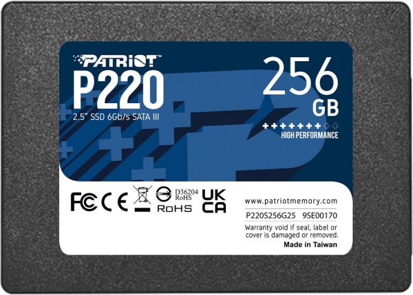 Patriot P220S256G25 P220 256GB 550-490Mb/s 2.5 inch SATA 3 SSD Harddisk