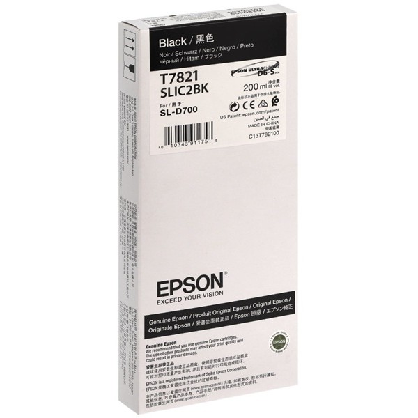 Epson C13T78210N SL-D700 T7821 Surelab 200Ml Siyah Orijinal Inkjet Kartuş