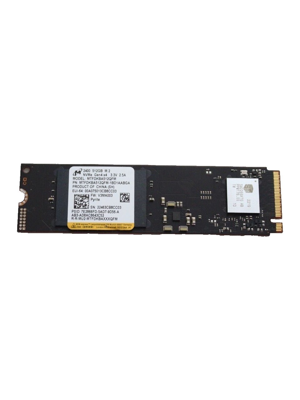 Micron MTFDKBA512QGN 512 GB 6600-3650Mb/s PCIe NVMe M2 Gen4 22x80 Kutusuz SSD Harddisk