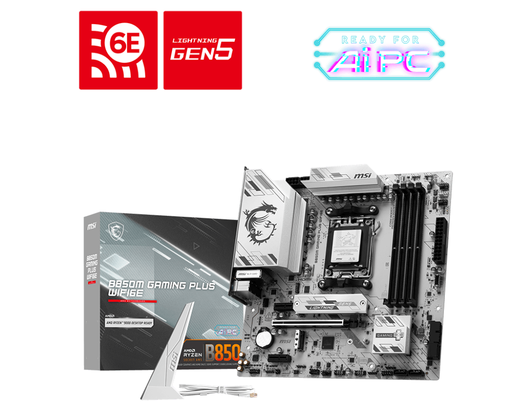 Msi B850M GAMING PLUS WIFI6E Sc-AM5 DDR5 8200Mhz 2xM.2 2.5Gbit Wi-Fi 6E mATX AMD Anakart