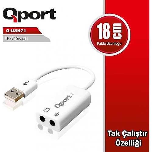 Qport Q-USK71 USB 2.0 to Sound Card 7.1 Usb Ses Kartı