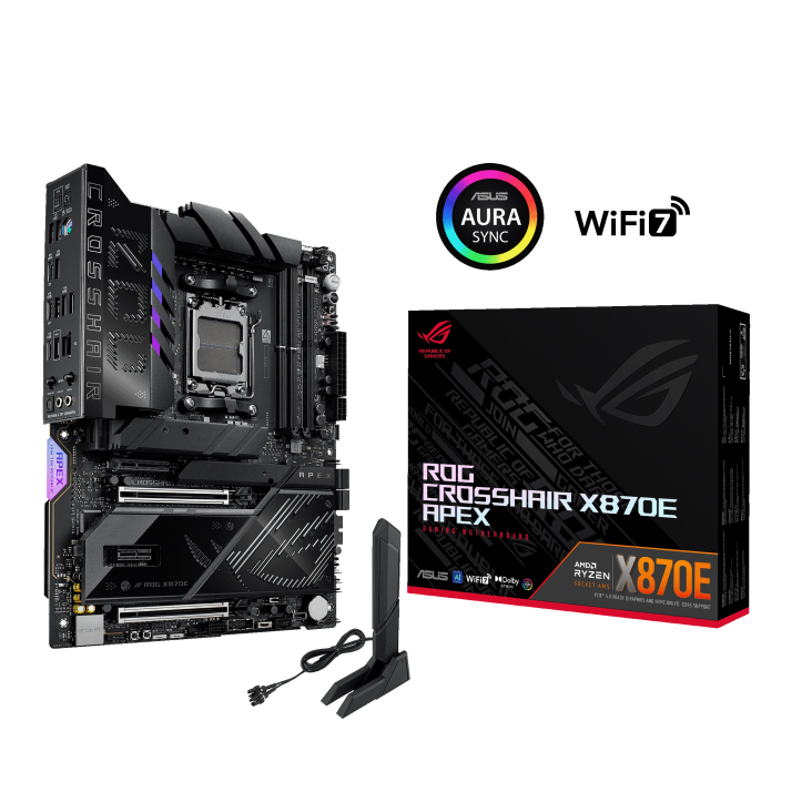 Asus ROG CROSSHAIR X870E APEX Sc-AM5 DDR5 9600Mhz 5xM2 Wifi7 5Gbit LAN ATX AMD Anakart