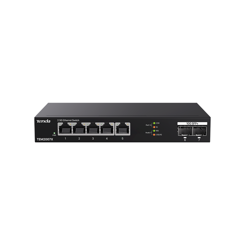Tenda TEM2007X 5 Port 2.5 Gbit 2 Port SFp 10G Ethernet Switch