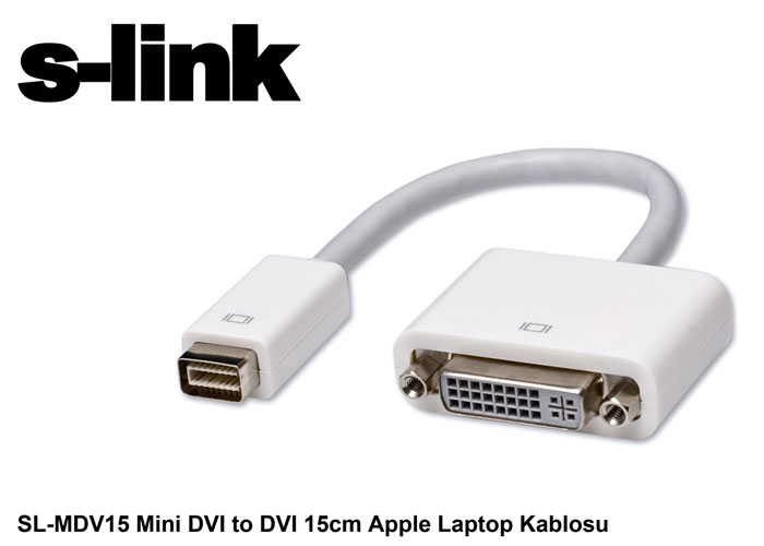 S-Link SL-MDV15 Mini DVI to DVI 24+5 Erkek-Dişi Beyaz Dönüştürücü Adaptör