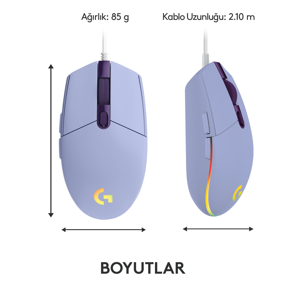 Logitech 910-005824 G102 Usb 8000 Dpi 6 Tuşlu Optik RGB Beyaz Kablolu Oyuncu Mouse