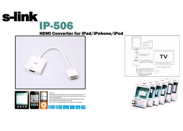 S-Link IP-506 Ipod Iphone Ipad İçin to HDMI Harici Ekran Kartı