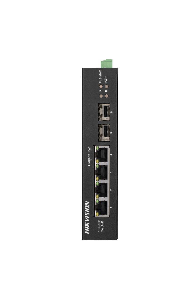 Hikvision DS-3T0506HP-E/HS 4 Port Gigabit Poe 2 Port SFP 60W Endüstriyel PoE Switch