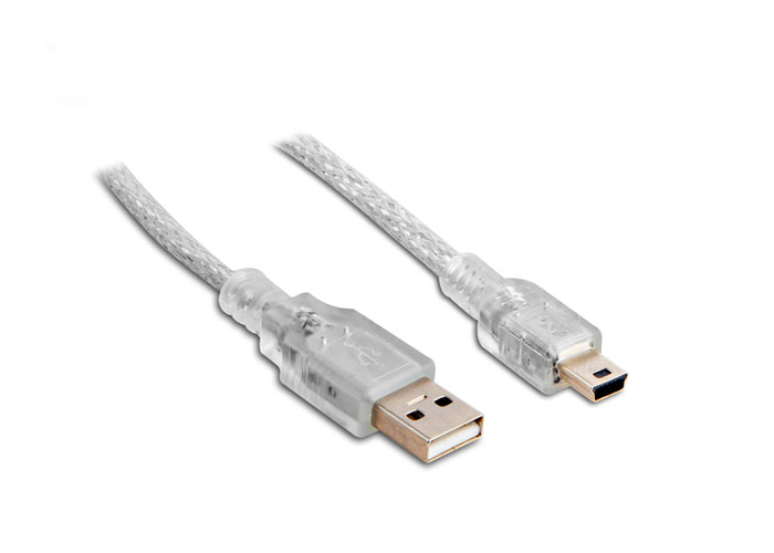 S-Link SL-UK2 0.2 Mt USB 2.0 to mini USB 5 Pin Erkek-Erkek Şeffaf Dönüştürücü Kablo