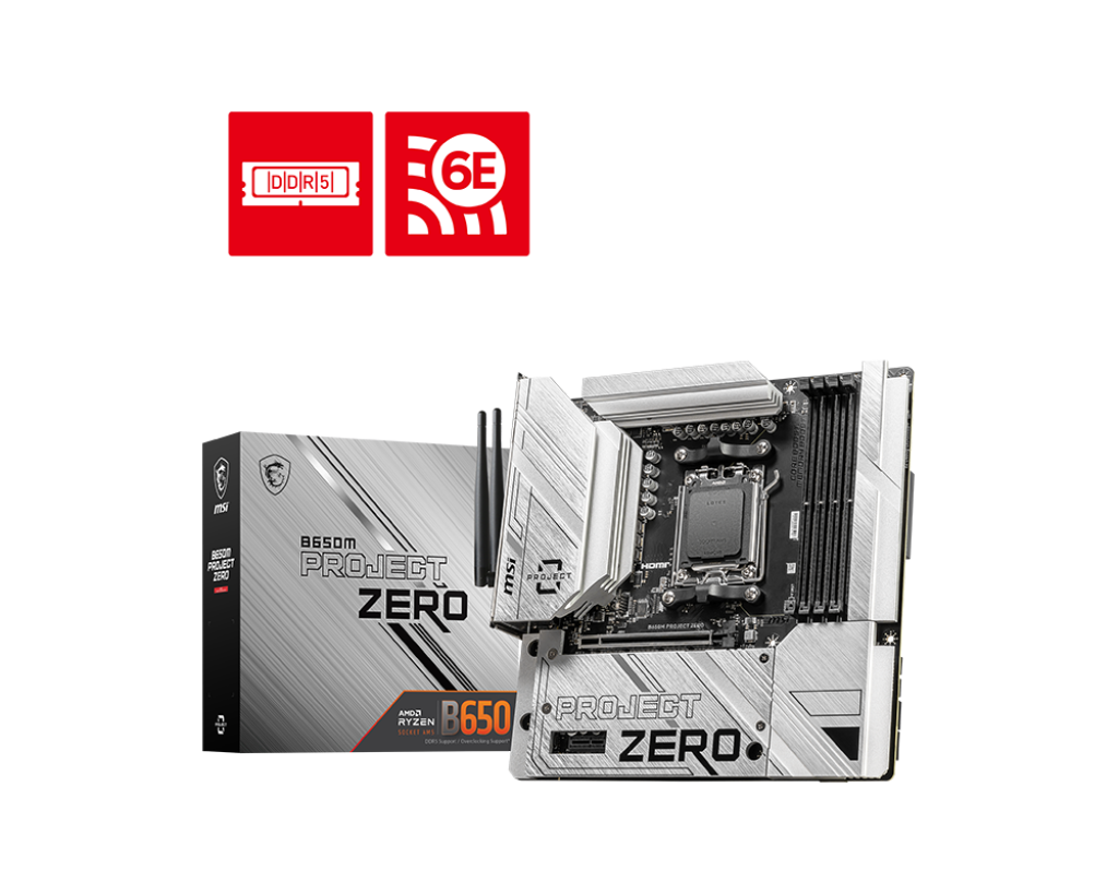 Msi B760M PROJECT ZERO Sc-1700 B760 DDR5 7800Mhz M.2 2.5Gbe Wi-Fi 6E mATX INTEL Anakart
