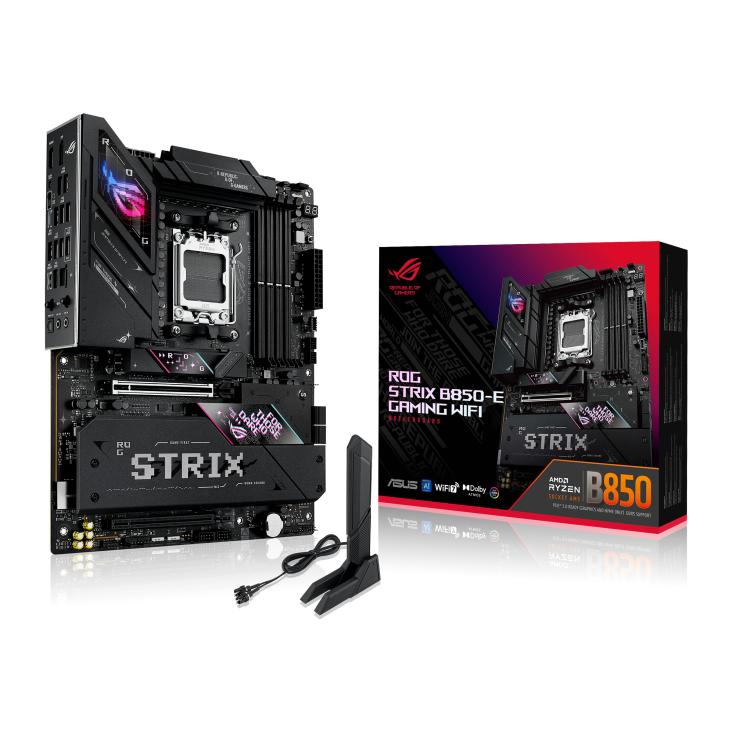 Asus ROG STRIX B850-E GAMING WIFI Sc-AM5 DDR5 6400MHz 3xM2 WiFi 6E 2.5Gbit RGB ATX AMD Anakart