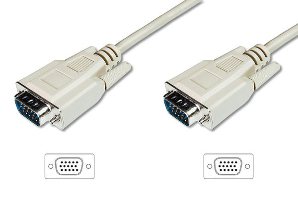 Digitus AK-310103-050-E 5 Mt VGA to VGA Erkek-Erkek AWG28 3Coax/7C Bej Görüntü Kablosu
