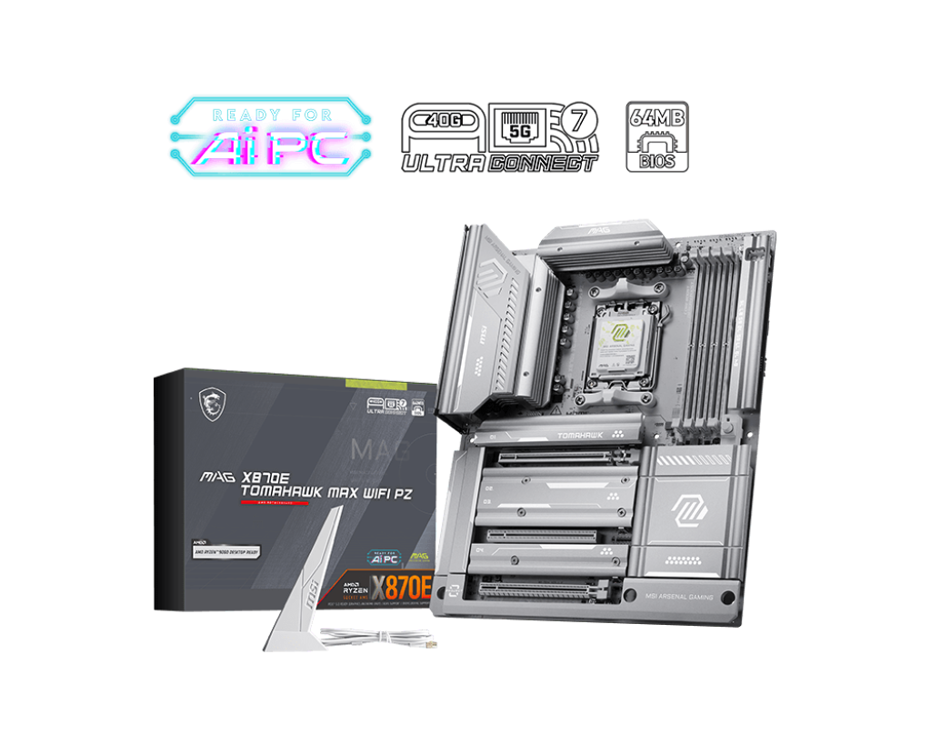 Msi MAG X870E TOMAHAWK MAX WIFI PZ Sc-AM5 DDR5 8400MHz 4xM2 5Gbe Wi-Fi 7 ATX AMD Anakart