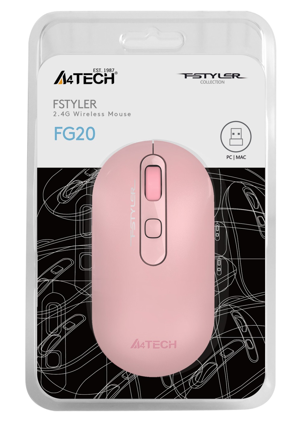 A4 Tech FG20 2000Dpi 4 Tuşlu 2.4Ghz Pembe Kablosuz Mouse