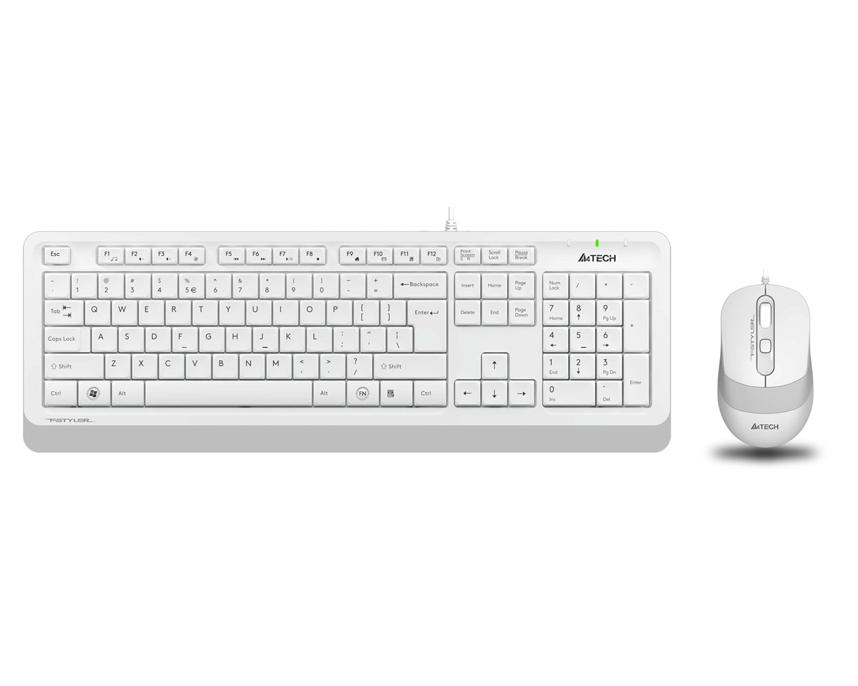 A4 Tech F1010 Q TR USB Multimedia Kablolu Beyaz Klavye Mouse Seti