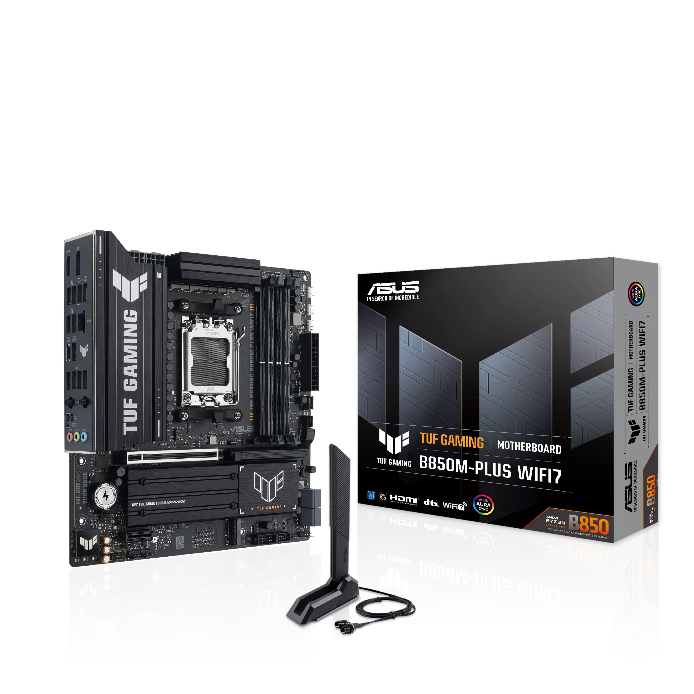Asus TUF GAMING B850M-PLUS WIFI7 Sc-AM5 DDR5 800Mhz 2xM2 Wi-Fi 7 2.5Gbe LAN mATX AMD Anakart