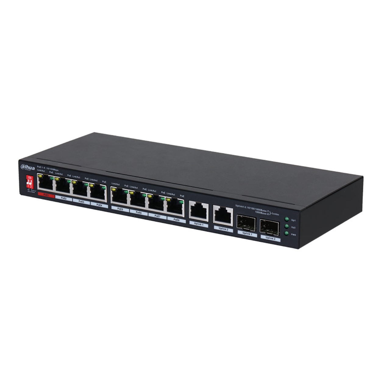 Dahua PFS3210-8ET2GF-96 8 Port Gigabit PoE 2 Port Up-Link 2 Port SFp 96W Poe Switch