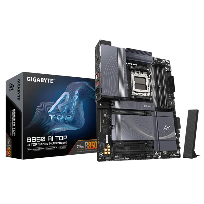 Gigabyte B850 AI TOP Sc-AM5 DDR5 8600Mhz M2 Wifi7 110Gbe LAN ATX AMD Anakart