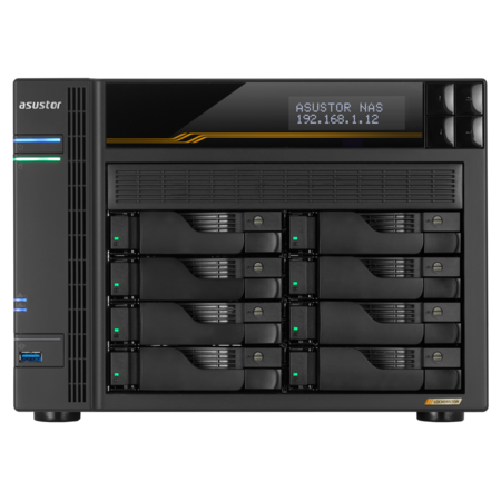Asustor AS6808T Ryzen V3C14 16GB 8x HDD 4xM2 Destekli 2x5Gbit LAN Ağ Depolama NAS Cihazı