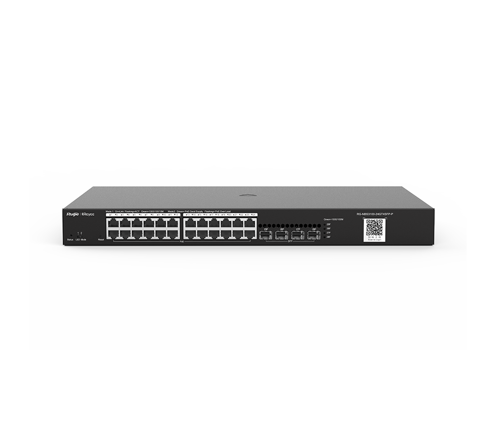 Ruijie RG-NBS3100-24GT4SFP-P 24 Port Gigabit PoE 4 Port SFP 370W Yönetilebilir PoE Switch