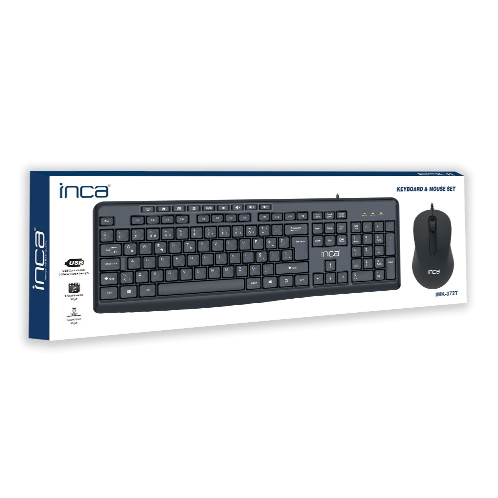 Inca IMK-372T USB Q TR Multimedia Siyah Kablolu Klavye Mouse Set