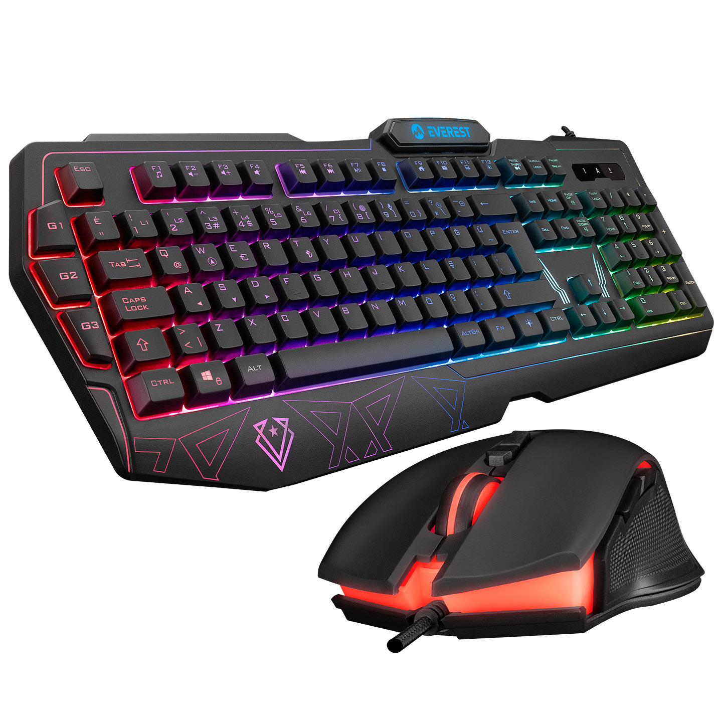 Everest KM-6168 USB Q TR FORMULA COMBO 3 Makro Tuşlu RGB Kablolu Klavye Mouse Set