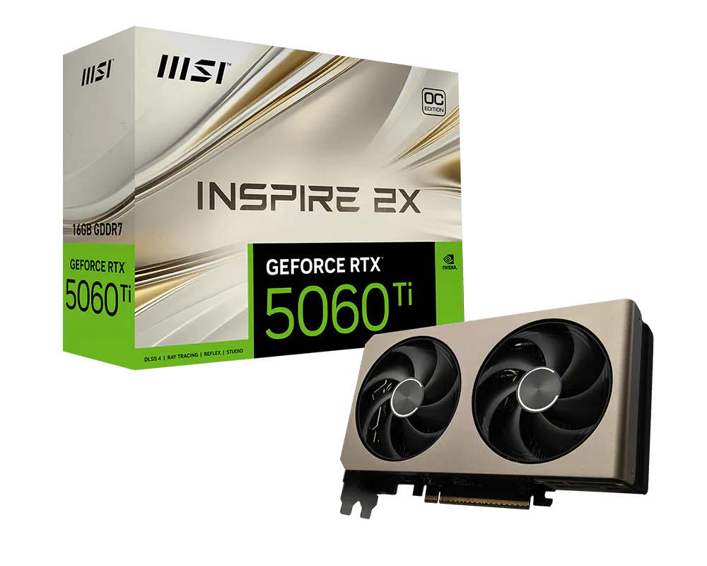 Msi GEFORCE RTX 5060 TI 16G INSPIRE 2X OC 16 GB GDDR7 GeForce RTX 5060 Ti Inspire 2X OC 128Bit NVIDIA Ekran Kartı