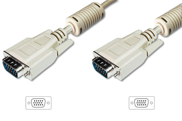 Digitus AK-310100-018-E 1.8 Mt VGA to VGA Erkek-Erkek AWG28 3CF/4C Bej Görüntü Kablosu