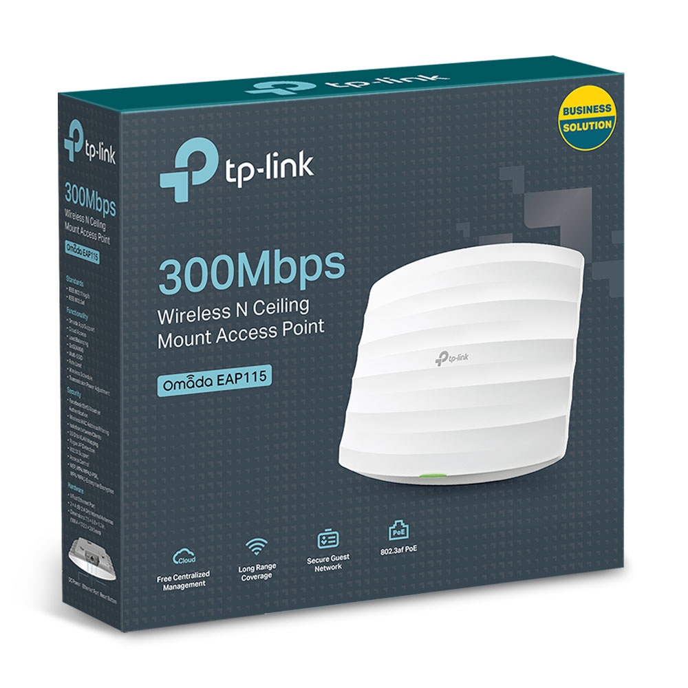 Tp-Link EAP115 1 Port Gigabit 2x3dBi 2.4Ghz 300Mbps Tanam Tipi Access Point