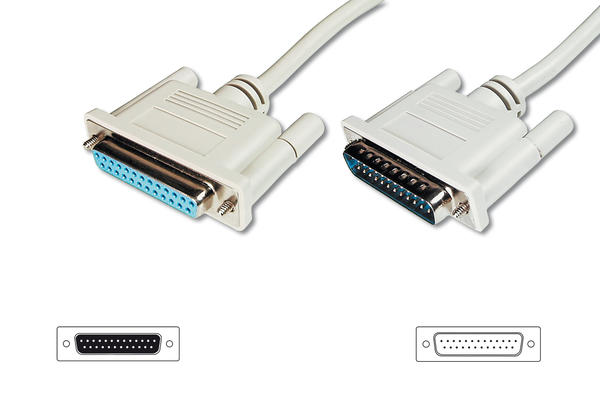 Digitus AK-610201-100-E 10 Mt D-SUB 25 to D-SUB 25 Erkek-Dişi AWG28 CU Zırhlı Bej Kablo