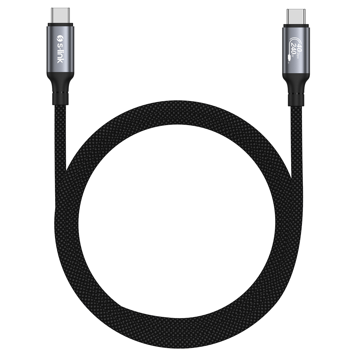 S-Link Armor DCC-01 1.2 Mt USB Type C to USB Type C 240W Örgülü Metal 8K 60HZ Siyah Data ve Hızlı Şarj Kablosu