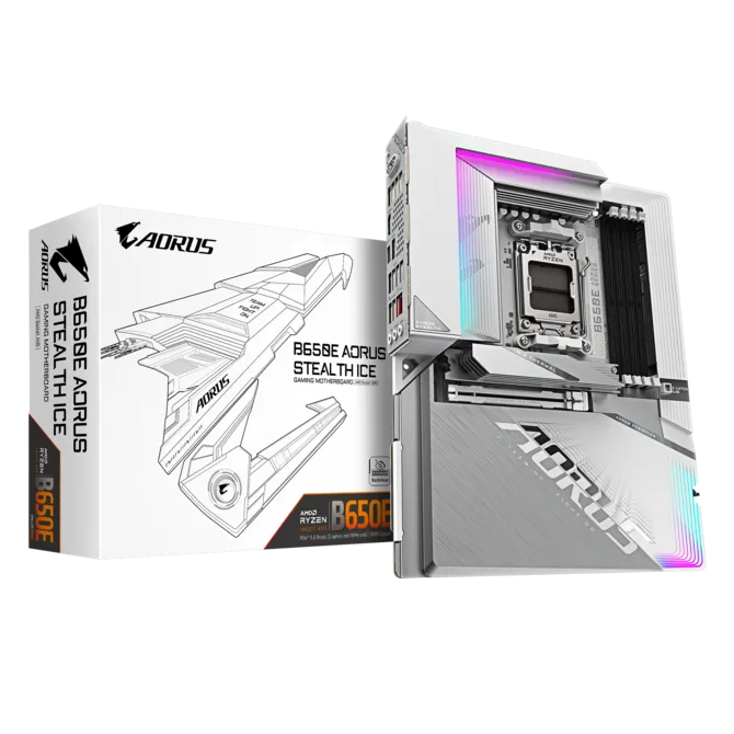 Gigabyte B650E AORUS STEALTH ICE Sc-AM5 DDR5 8000MHz M2 Wifi7 2.5Gbe e-ATX AMD Anakart