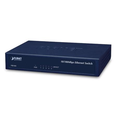 Planet PL-FSD-503 5 Port 10/100Mbps Metal Kasa Masaüstü Ethernet Switch