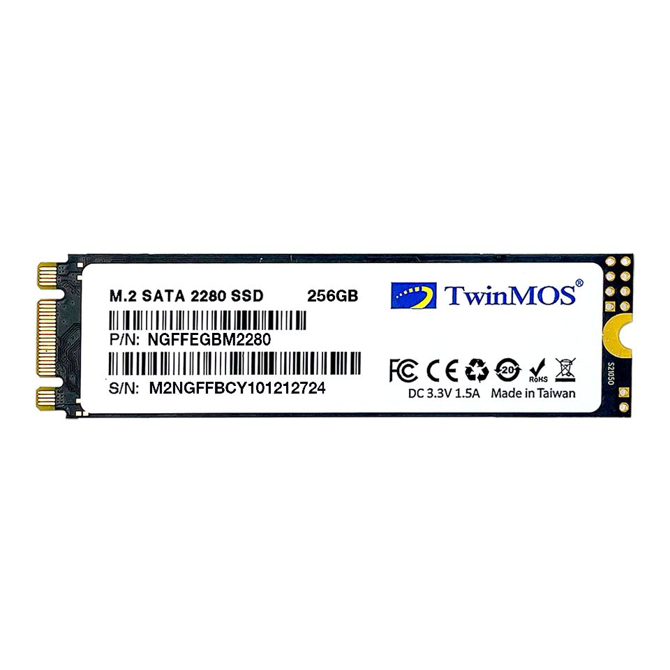 Twinmos NGFFEGBM2280 256 GB 580-550Mb/s M.2 3D NAND 22x80 SSD Harddisk