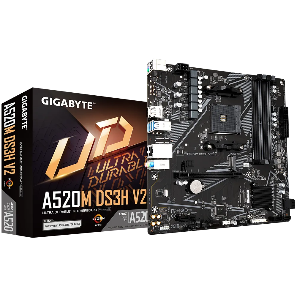 Gigabyte A520M DS3H V2 Sc-AM4 A520 DDR4 4733Mhz M.2 mATX AMD Anakart