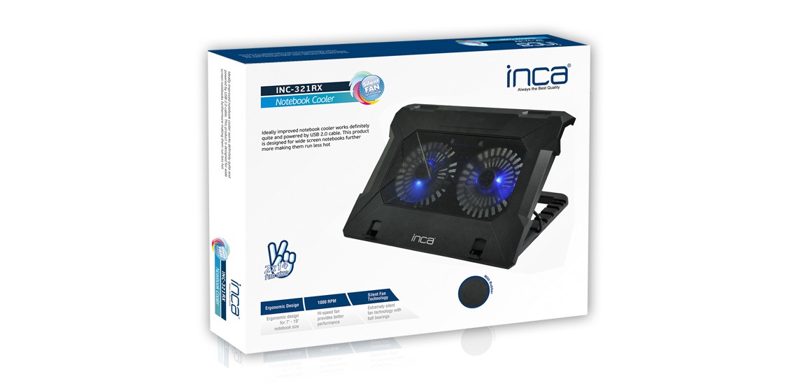 Inca INC-321RX 15-17 inch 14cm Fan Siyah Yaralabilir Notebook Soğutucu