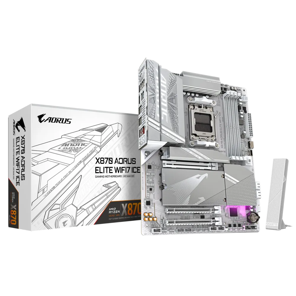 Gigabyte X870 AORUS ELITE WIFI7 ICE Sc-Am5 DDR5 8200Mhz 2xM2 Wifi7 2.5Gbit ATX AMD Anakart