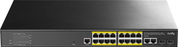 Cudy GS2018PS2-200 16 Port Gigabit PoE+ 2 Port Uplink 2 Port SFP 200W Yönetilebilir PoE Switch