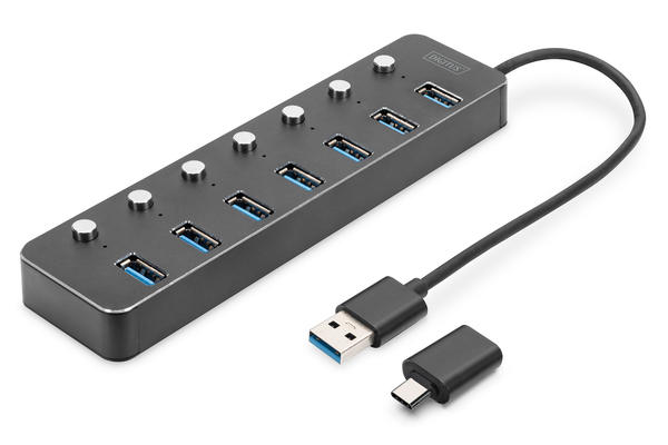 Digitus DA-70248 Usb 3.0 to 7 Port Usb 3.0 Alüminyum Usb Çoklayıcı