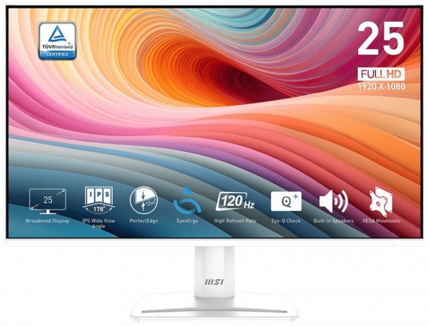 Msi PRO MP251W E2 24.5 inch 1920x1080 1ms 120HZ HDMI DP Flat Adaptive SYNC Beyaz Monitör