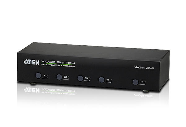 Aten VS0401 65 Mt 4 Giriş 1 Çıkış VGA 1920x1440 Hoparlör Takılabilir VGA Çoklayıcı Splitter